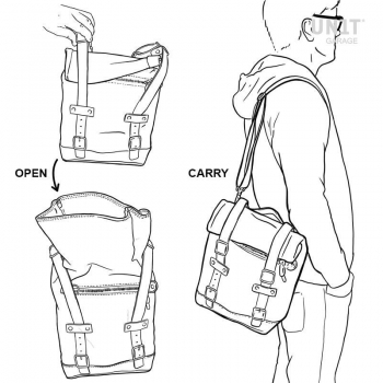 Sacoche latérale en croûte de cuir + cadre Guzzi V9 Bobber SX