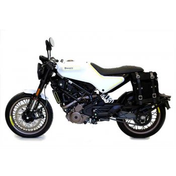 Sacoche latérale en cuir fendu + cadre husqvarna 401