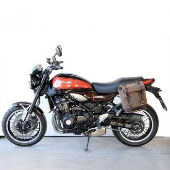 Sacoche latérale en cuir fendu + Gauge cadre Kawasaki Z900RS