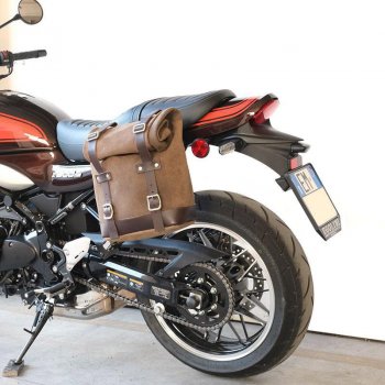 Sacoche latérale en cuir fendu + Gauge cadre Kawasaki Z900RS