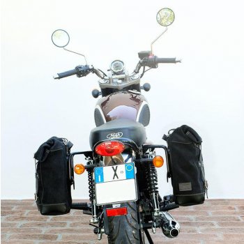 Sacoche latérale en cuir fendu + cadre Mash DX