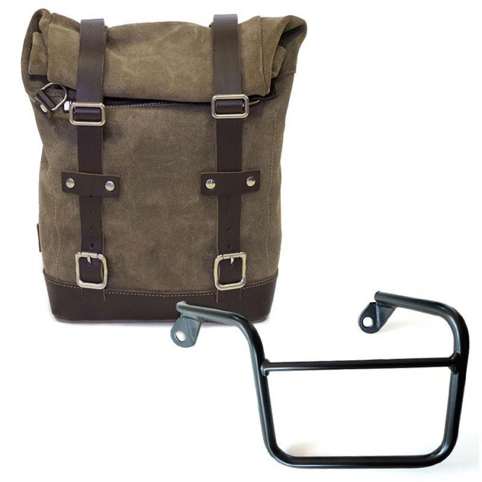 Sacoche latérale en cuir fendu + cadre Mash SX