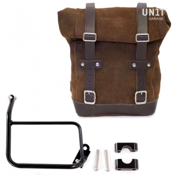 Sacoche latérale en cuir fendu + cadre R1200 GS