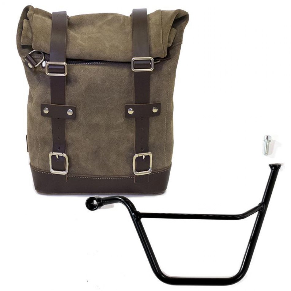 Sacoche latérale en cuir fendu + cadre Triumph Scrambler