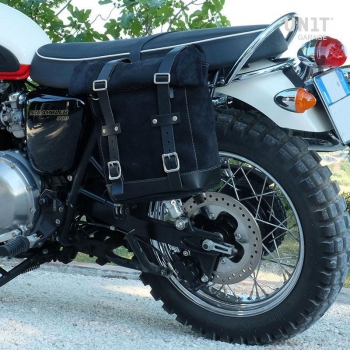 Sacoche latérale en cuir fendu + cadre Triumph Scrambler 900 (2006-2017)