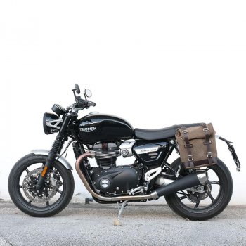 Sacoche latérale en cuir fendu + Gauge cadre Triumph Speed Twin