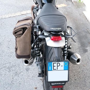 Sacoche latérale en cuir fendu + Gauge cadre Triumph Speed Twin