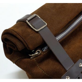 Sacoche latérale en cuir fendu + cadre Yamaha DX