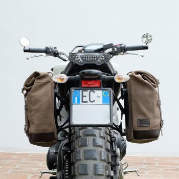 Sacoche latérale en cuir fendu + cadre Yamaha DX