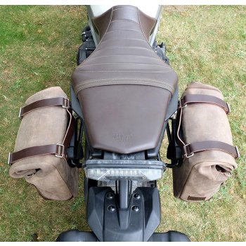 Sacoche latérale en cuir fendu + cadre Yamaha DX