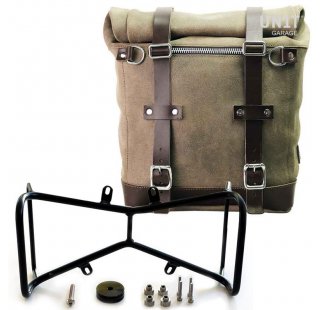 Sacoche latérale en cuir fendu + cadre symétrique Double NineT