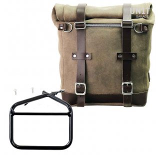 Sacoche latérale en cuir fendu + cadre Ducati Scrambler