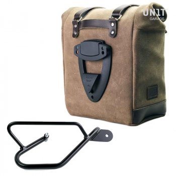 Sacoche latérale en croûte de cuir + cadre Guzzi V9 Bobber DX