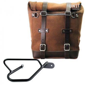 Sacoche latérale en croûte de cuir + cadre Guzzi V9 Bobber DX