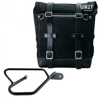 Sacoche latérale en croûte de cuir + cadre Guzzi V9 Bobber DX