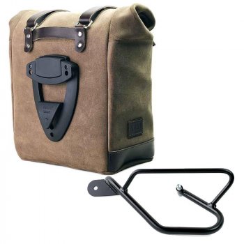 Sacoche latérale en croûte de cuir + cadre Guzzi V9 Bobber SX