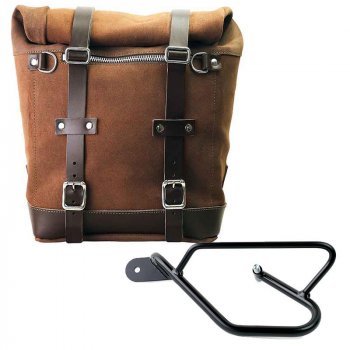 Sacoche latérale en croûte de cuir + cadre Guzzi V9 Bobber SX