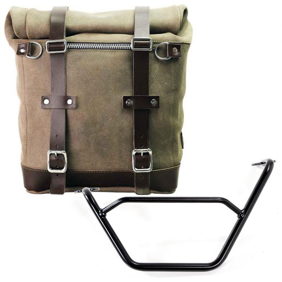 Sacoche latérale en croûte de cuir + cadre R1200 GS LC