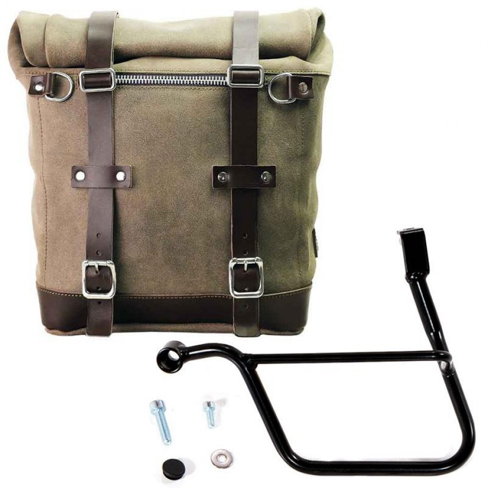 Sacoche latérale en daim ciré Scram 22L-30L + sous-châssis gauche Triumph Street 900 Series (à partir de 2017)