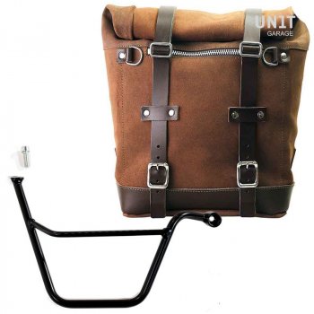 Sacoche latérale en cuir fendu + cadre Triumph T100 Bonneville DX (2001-2016)