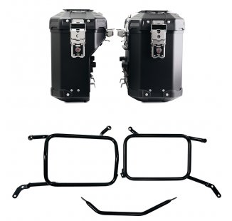 Paire de sacs Atlas en aluminium 39L + 32L + Cadres de sacoches en aluminium Moto Guzzi V85 TT (à partir de 2024) Noir