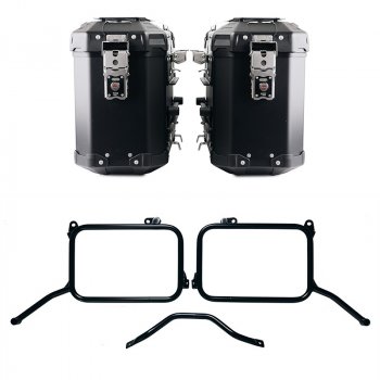 Paire de sacs Atlas en aluminium 39L + 39L + Cadres de sacoches en aluminium pour échappement d'origine Royal Enfield Himalayan 450 (à partir de 2024)