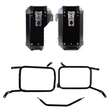 Paire de sacoches en aluminium Atlas 40L+34L + Cadres de sacoches en aluminium Moto Guzzi V85 TT (à partir de 2024)