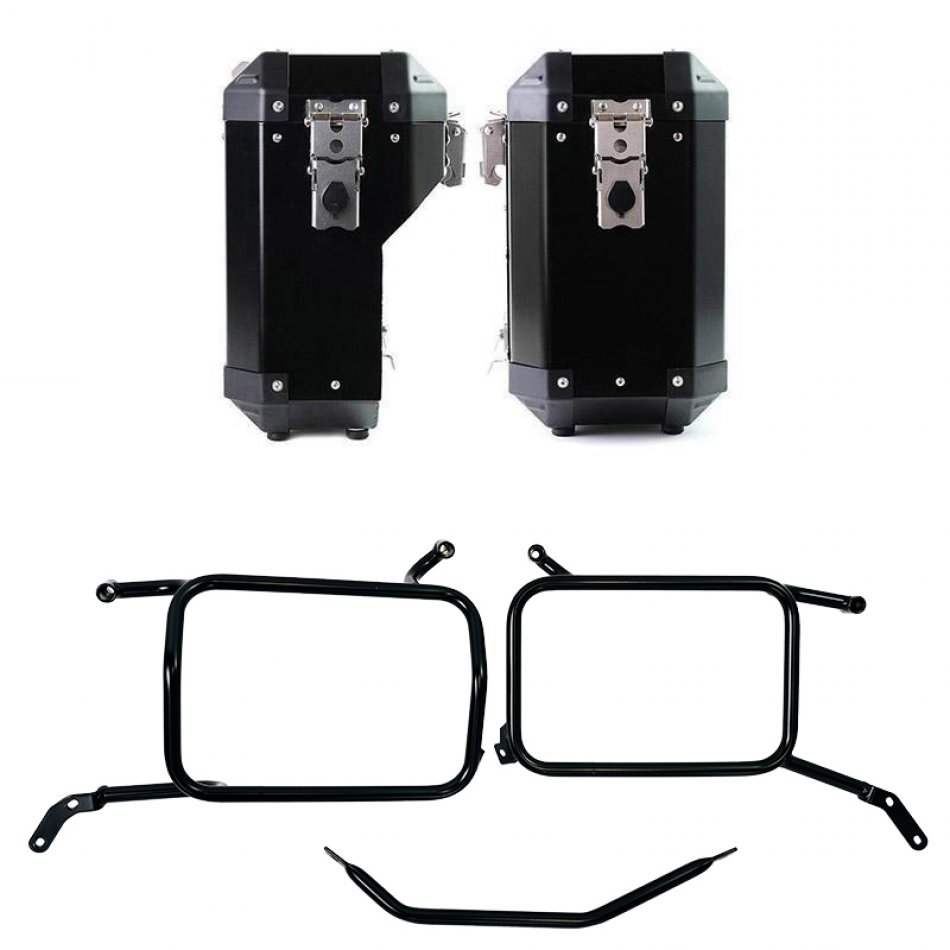 Paire de sacoches en aluminium Atlas 40L+34L + Cadres de sacoches en aluminium Moto Guzzi V85 TT (à partir de 2024)