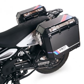 Paire de sacoches aluminium Atlas 40L+40L pour cadre Royal Enfield Himalayan 450, pour échappement d'origine (à partir de 2024)