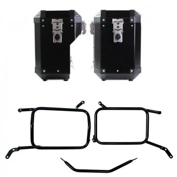 Paire de sacoches en aluminium Atlas 47L+41L + cadres de sacoches en aluminium Moto Guzzi V85 TT (à partir de 2024)