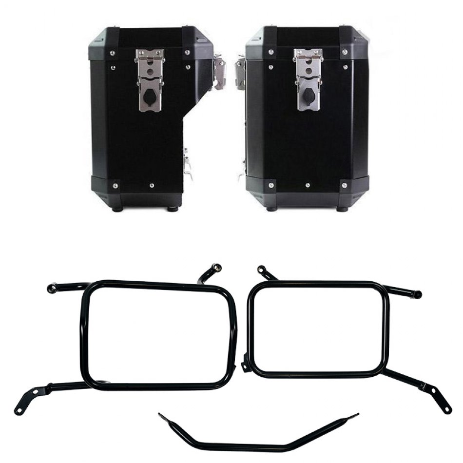 Paire de sacoches en aluminium Atlas 47L+41L + cadres de sacoches en aluminium Moto Guzzi V85 TT (à partir de 2024)