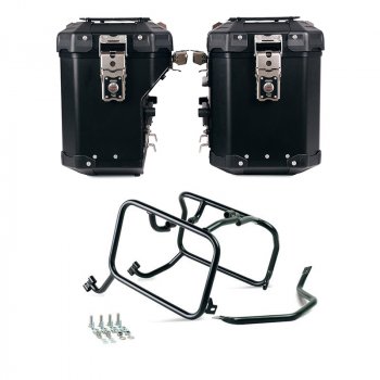 Ensemble de sacoches latérales Atlas en aluminium 48L+41L + Cadres Husqvarna pour sacoches en aluminium Atlas