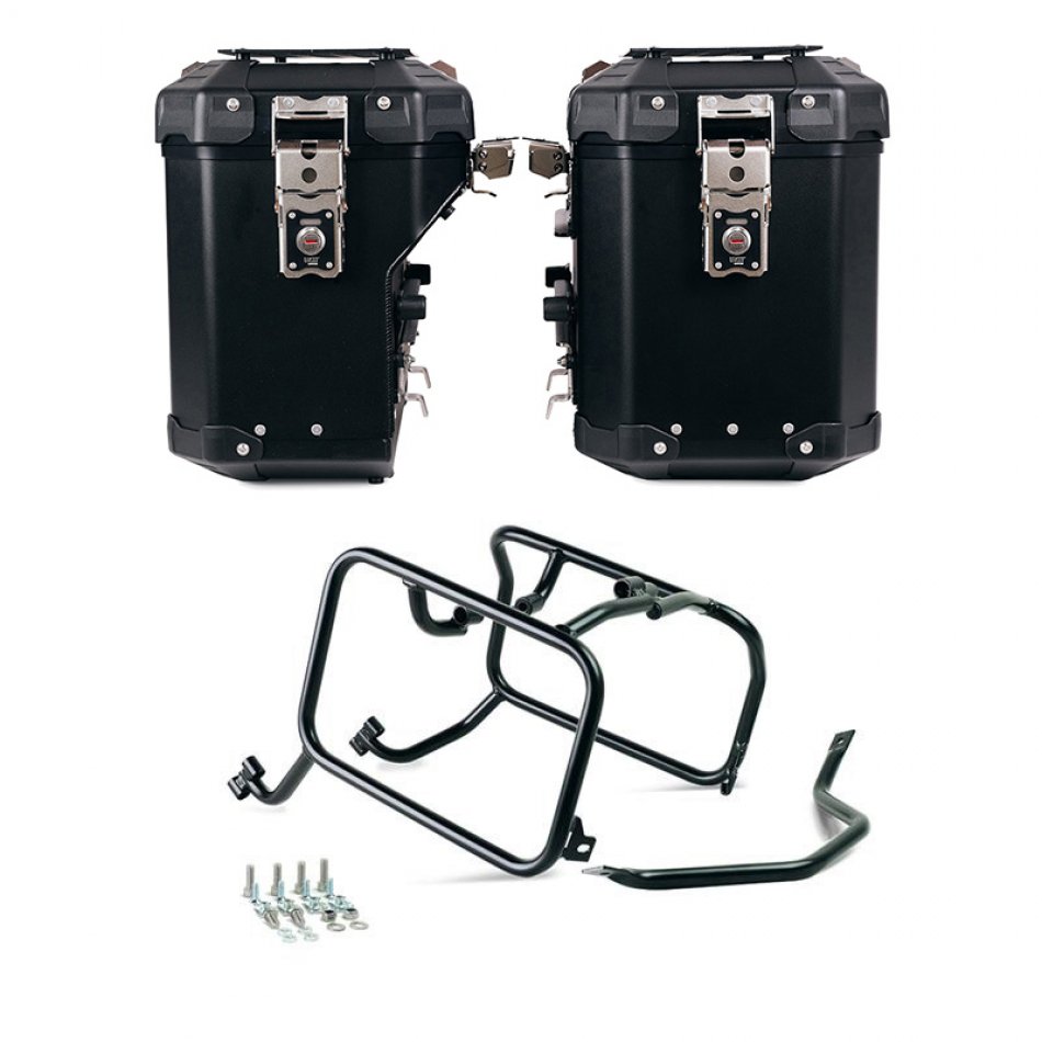 Ensemble de sacoches latérales Atlas en aluminium 48L+41L + Cadres Husqvarna pour sacoches en aluminium Atlas