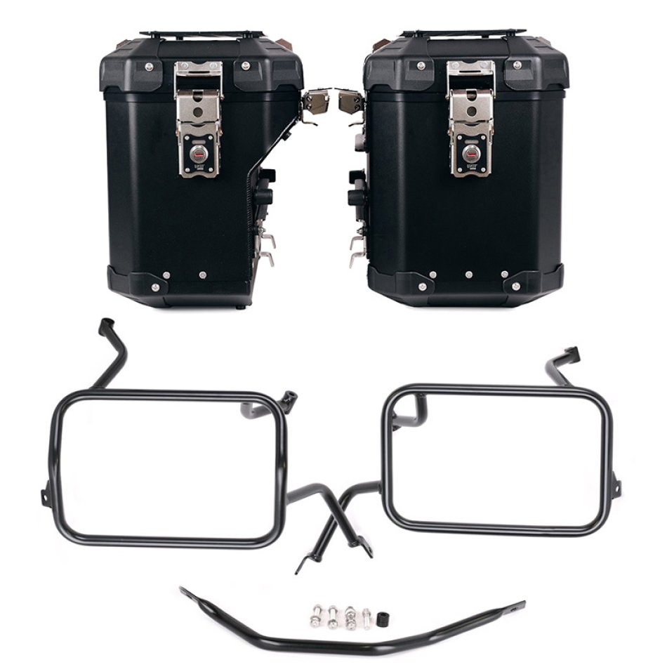 Ensemble de sacoches latérales Atlas en aluminium 48L+41L + Cadres de sacoches en aluminium Atlas BMW F450GS