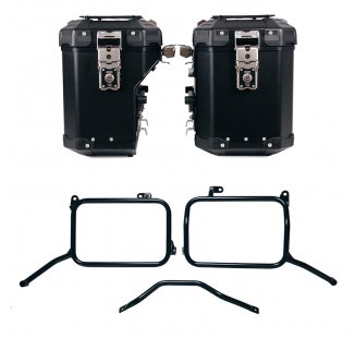 Ensemble de sacoches latérales Atlas en aluminium 48L+41L + Cadres de sacoches en aluminium pour échappement aftermarket Royal Enfield Himalayan 450 (à partir de 2024)