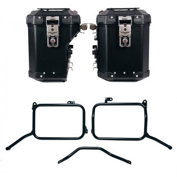 Ensemble de sacoches latérales Atlas en aluminium 48L+41L + Cadres de sacoches en aluminium pour échappement aftermarket Royal Enfield Himalayan 450 (à partir de 2024)