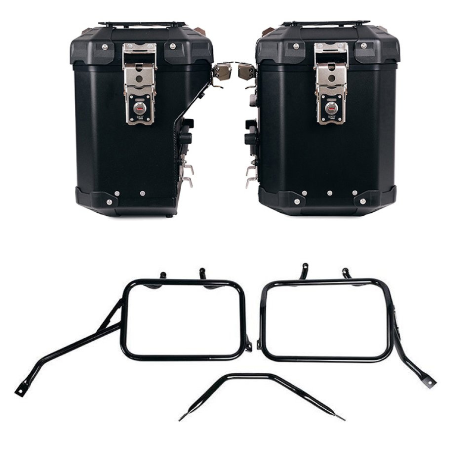 Ensemble de sacoches latérales Atlas en aluminium 48L+41L + Cadres de sacoches en aluminium Triumph Tracker 400