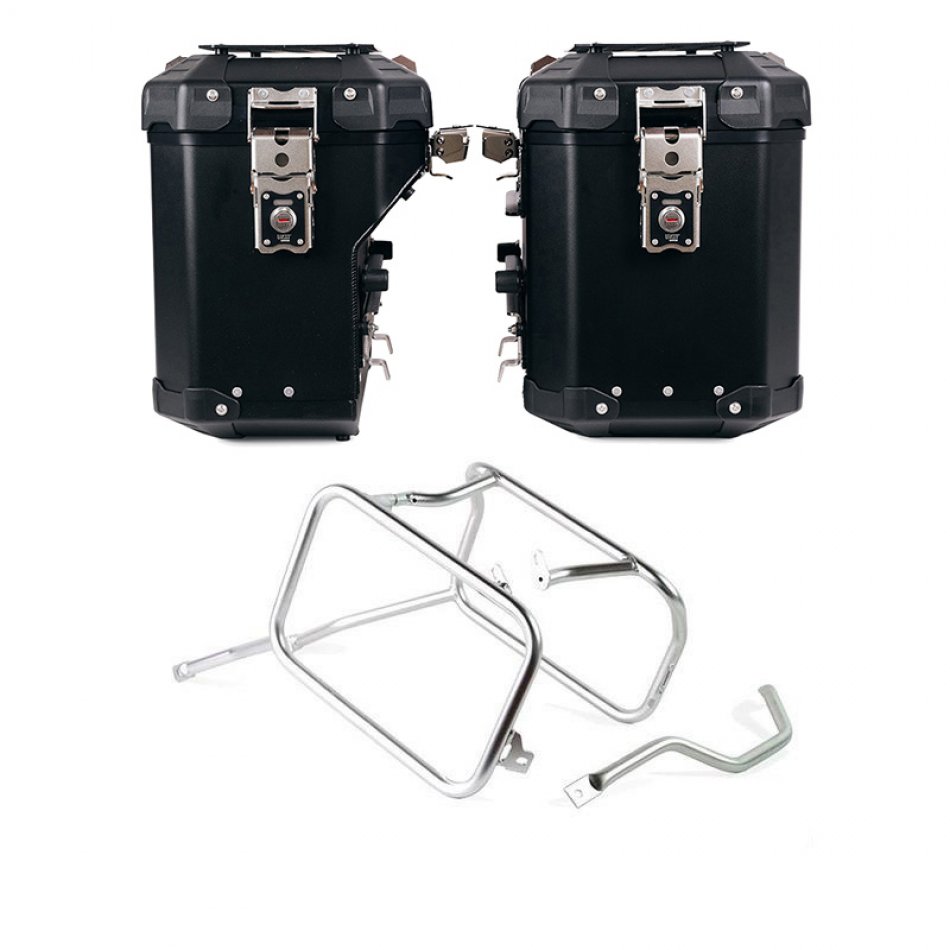 Ensemble de sacoches latérales Atlas en aluminium 48L+41L + Cadres Triumph 1200 XC-XE pour sacoches aluminium Atlas
