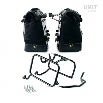 Paire de sacoches cavalières Cult en Toile 40L - 50L + Paire de plaques aluminium + Cadres KTM pour sacoches aluminium Atlas