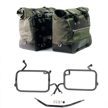 Paire de sacoches cavalières Cult en Toile 40L - 50L + Paire de plaques aluminium + Cadres de sacoches en aluminium Atlas BMW F450GS