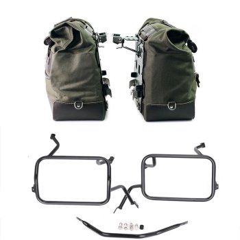 Paire de sacoches cavalières Cult en Toile 40L - 50L + Paire de plaques aluminium + Cadres de sacoches en aluminium Atlas BMW F450GS