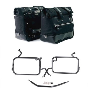 Paire de sacoches cavalières Cult en Toile 40L - 50L + Paire de plaques aluminium + Cadres de sacoches en aluminium Atlas BMW F450GS