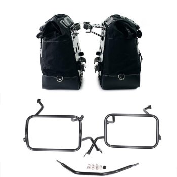 Paire de sacoches cavalières Cult en Toile 40L - 50L + Paire de plaques aluminium + Cadres de sacoches en aluminium Atlas BMW F450GS