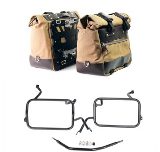 Paire de sacoches cavalières Cult en Toile 40L - 50L + Paire de plaques aluminium + Cadres de sacoches en aluminium Atlas BMW F450GS
