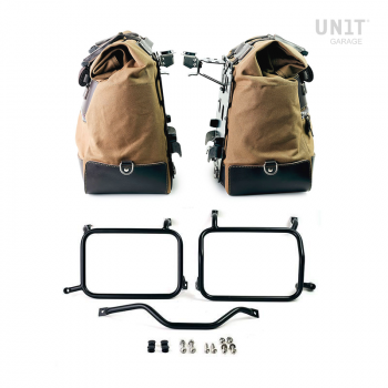 Paire de sacoches cavalières Cult en Toile 40L - 50L + Paire de plaques aluminium + Cadres de sacoches en aluminium Atlas HD Pan America