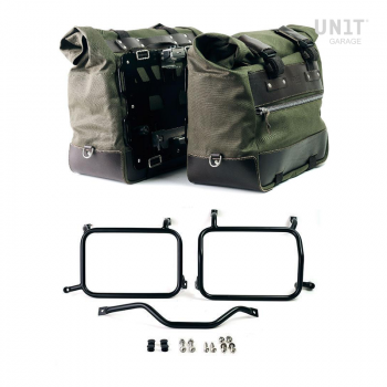 Paire de sacoches cavalières Cult en Toile 40L - 50L + Paire de plaques aluminium + Cadres de sacoches en aluminium Atlas HD Pan America