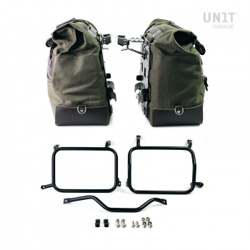 Paire de sacoches cavalières Cult en Toile 40L - 50L + Paire de plaques aluminium + Cadres de sacoches en aluminium Atlas HD Pan America