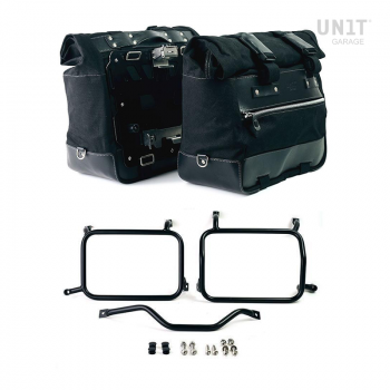 Paire de sacoches cavalières Cult en Toile 40L - 50L + Paire de plaques aluminium + Cadres de sacoches en aluminium Atlas HD Pan America