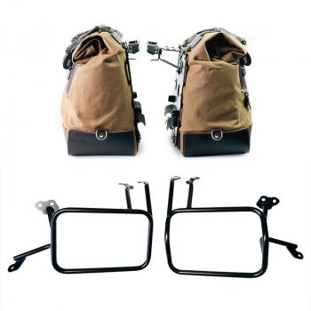 Paire de sacoches cavalières Cult en Toile 40L - 50L + Paire de plaques aluminium + Cadres de valises latérales en aluminium Atlas pour KTM 1290/1390 Super Adventure S-R