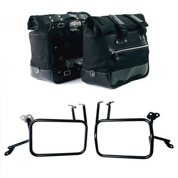 Paire de sacoches cavalières Cult en Toile 40L - 50L + Paire de plaques aluminium + Cadres de valises latérales en aluminium Atlas pour KTM 1290/1390 Super Adventure S-R